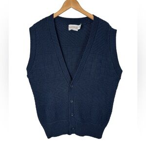 Vintage Barrel II Grandpa Core Sweater Vest Cardigan Navy